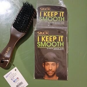 Lee Sleek Black Wave Cap and Brush Combo
